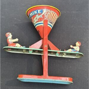 Rare Vintage 1950’s J. Chein Tin Litho See Saw Busy Mike Beach Sand Toy -T31